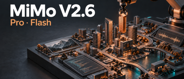 MiMo V2.6 Pro и Flash: роботизированная рука собирает трёхмерный макет города