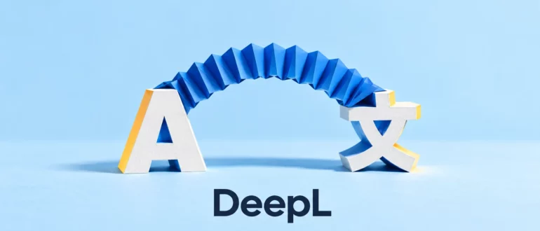 DeepL: бумажный мост между языковыми символами как иллюстрация перевода