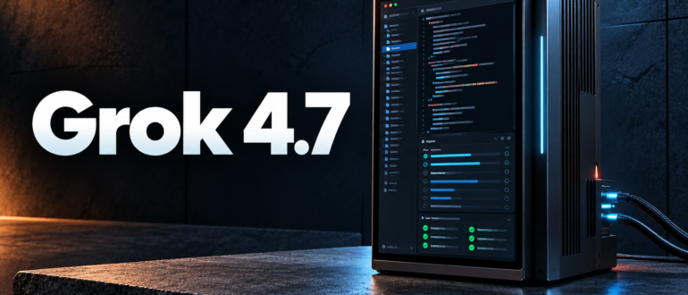 Grok 4.7 — обложка новости о новой модели SpaceXAI