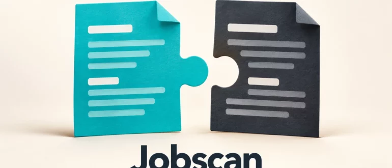 Jobscan: два листа с совпадающими вырезами как иллюстрация сопоставления резюме и вакансии