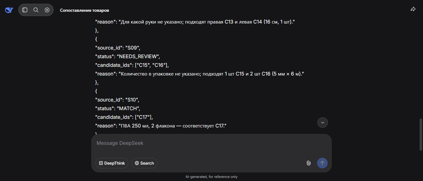 DeepSeek ошибочно связал S10 с C17: «МАЯК» и «Луч» — разные бренды. Совпадения объёма и упаковки недостаточно по правилам теста. Исходный тест — 23.10.2026, снимок существующего разговора — 24.10.2026.