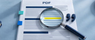 Редакционная AI-иллюстрация сравнения ответов по PDF