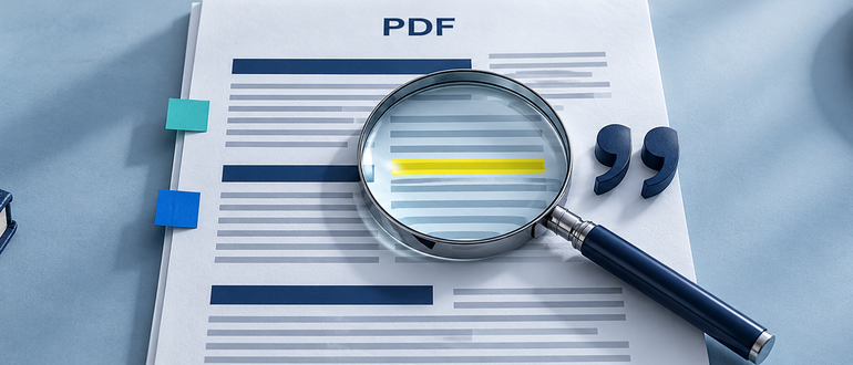 Редакционная AI-иллюстрация сравнения ответов по PDF