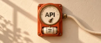 Терракотовый счётчик API с календарём символизирует ежемесячный запас кредитов