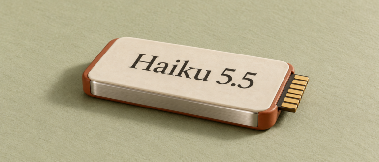 Предметная иллюстрация компактной модели Claude Haiku 5.5 с золотистыми контактами