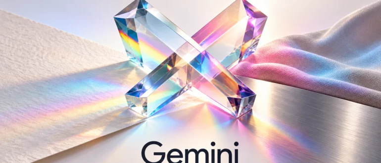 Gemini: пересекающиеся стеклянные призмы и разные материалы