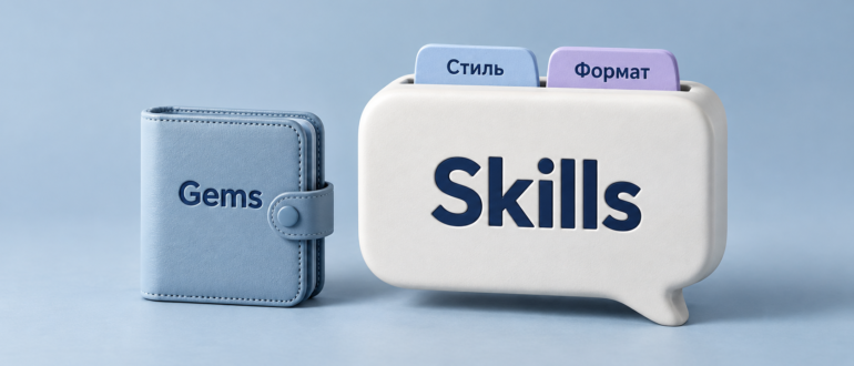 Блокнот Gems и два навыка Стиль и Формат, объединённые в одном диалоге Skills