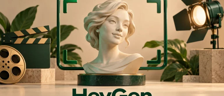 HeyGen: скульптурный бюст в рамке камеры как иллюстрация видеоаватара