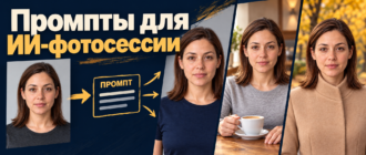 Обложка: один синтетический портрет, промпт и три образа ИИ-фотосессии