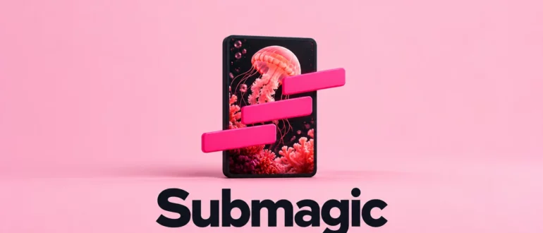 Submagic: вертикальный видеокадр с объёмными полосами титров